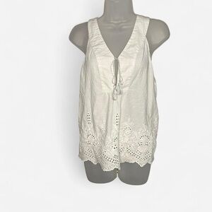 Cotton White Sleeveless Eyelet Top